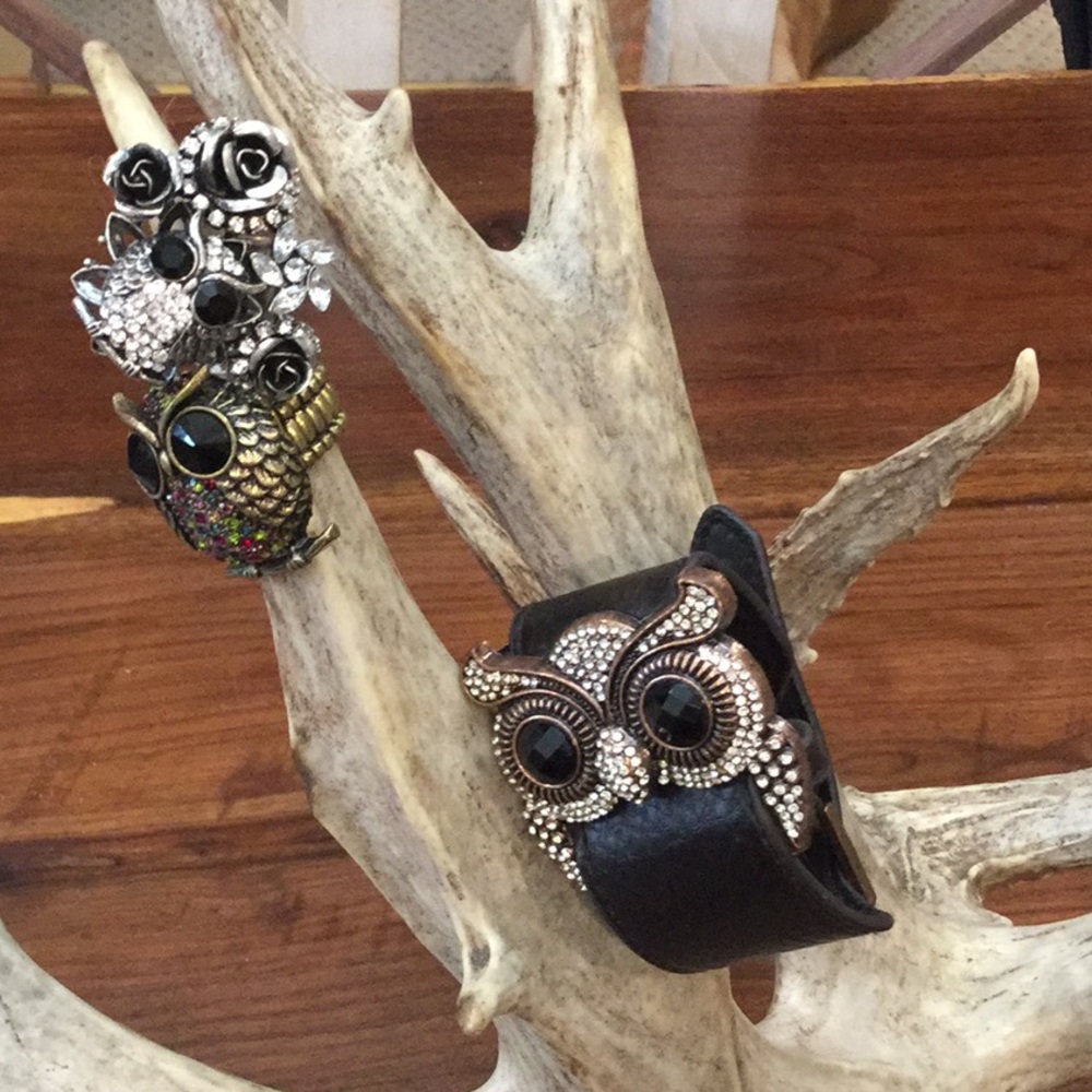 Owl bracelet and rings